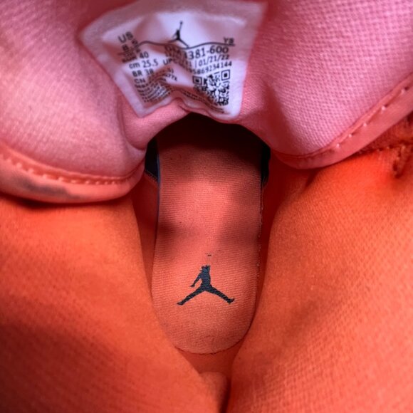 Nike Air Jordan Men’s Orange/Black Leather Mid High-Top Sneakers Size 8.5 - Picture 7 of 9